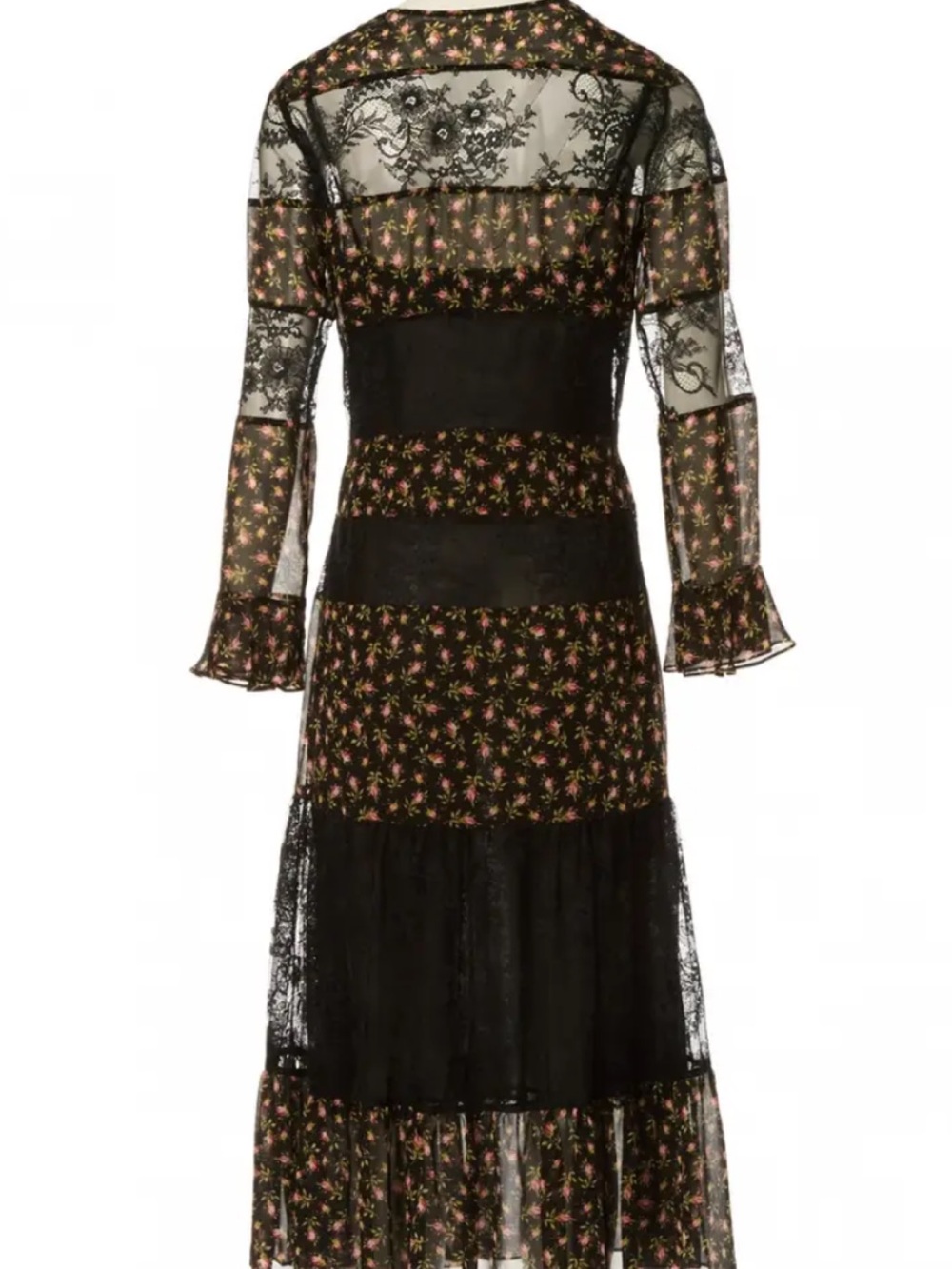 Philosophy di Lorenzo Serafini Black Midi Dress with Pink Floral Print
